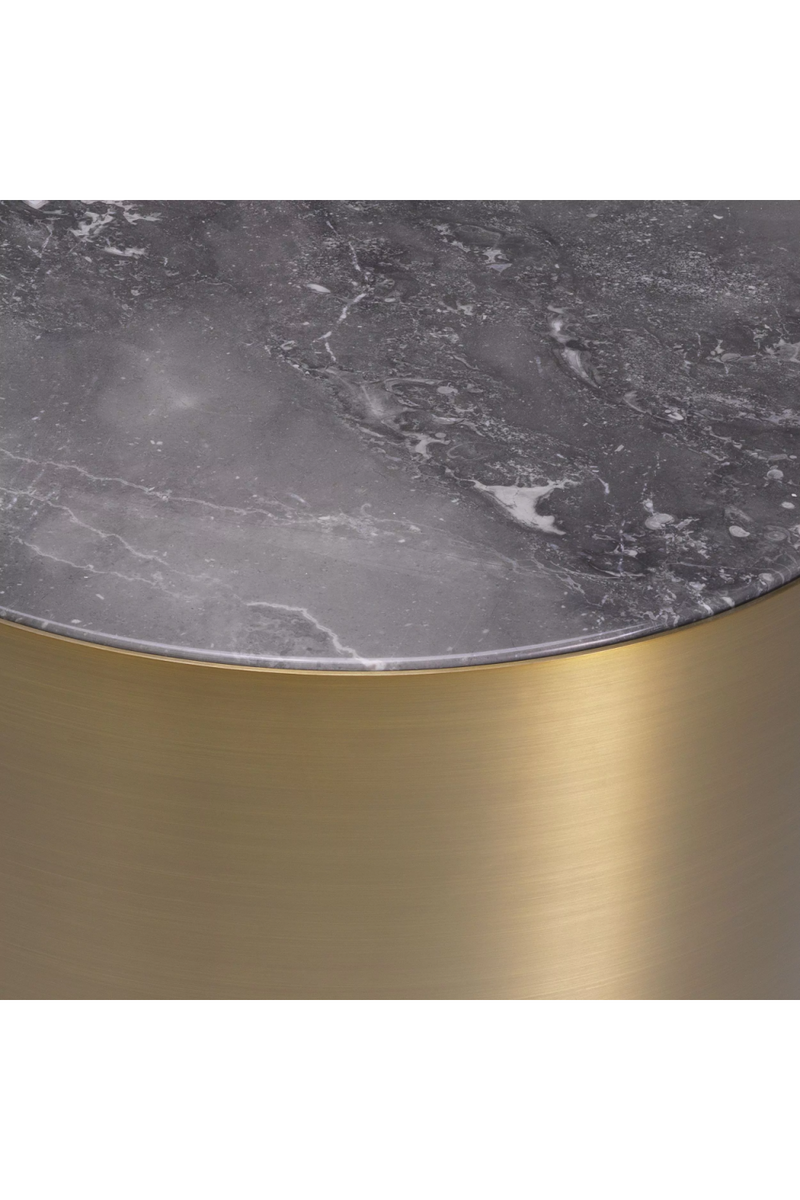 Round brass and gray marble side table | Eichholtz Porter