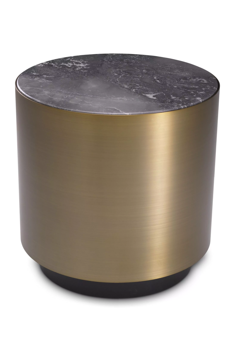 Round brass and gray marble side table | Eichholtz Porter