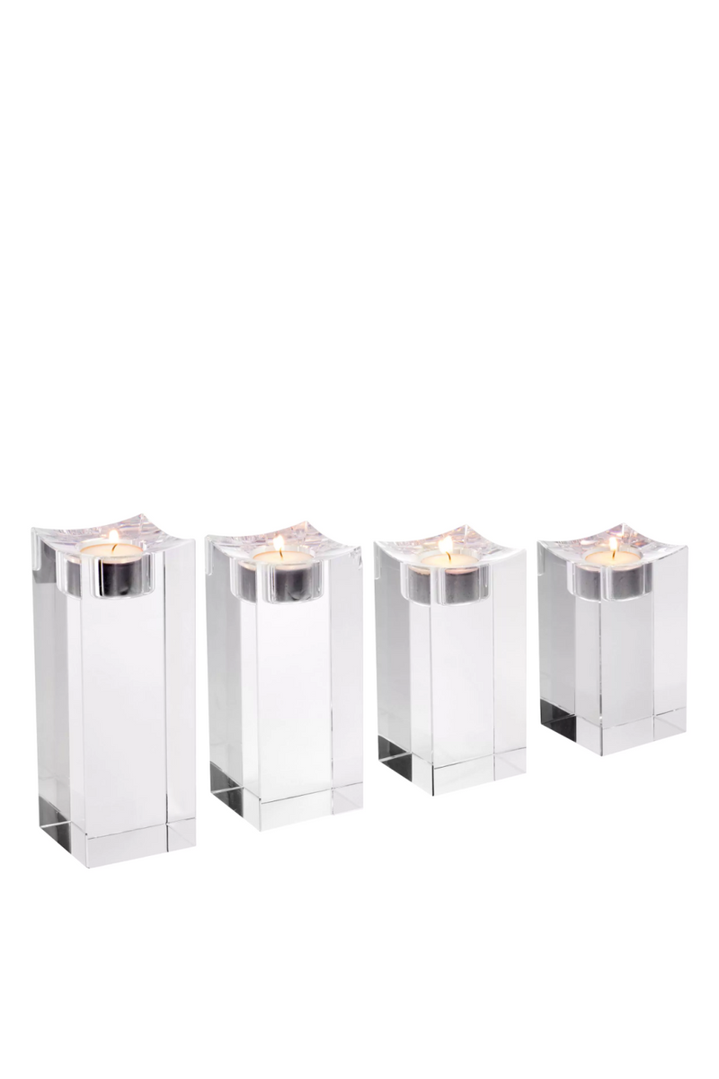 Porte-bougies en cristal (lot de 4) | Eichholtz Giancarlo L | Meubleluxe.fr