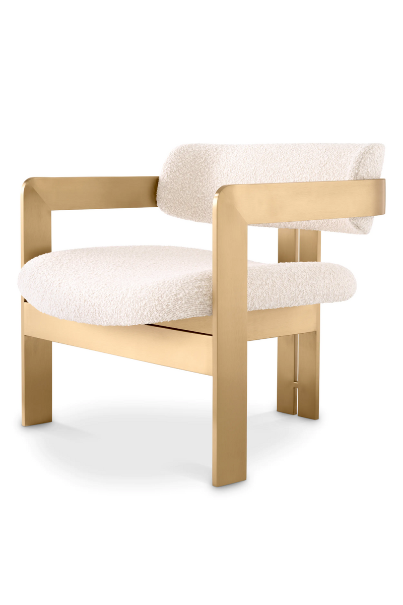 Fauteuil bouclé crème et laiton brossé | Eichholtz Donato | Meubleluxe.fr