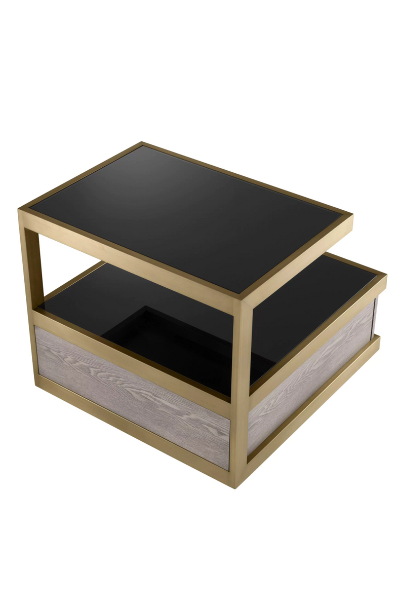 Table d'appoint en laiton brossé et verre noir | Eichholtz Kuboa | Meubleluxe.fr