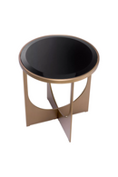 Table d'appoint en laiton brossé et verre noir | Eichholtz Elegance | Meubleluxe.fr