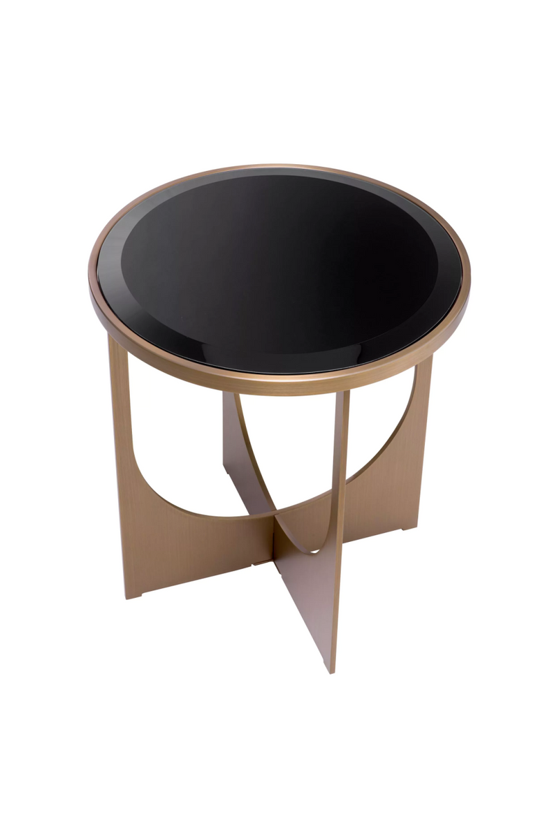 Table d'appoint en laiton brossé et verre noir | Eichholtz Elegance | Meubleluxe.fr