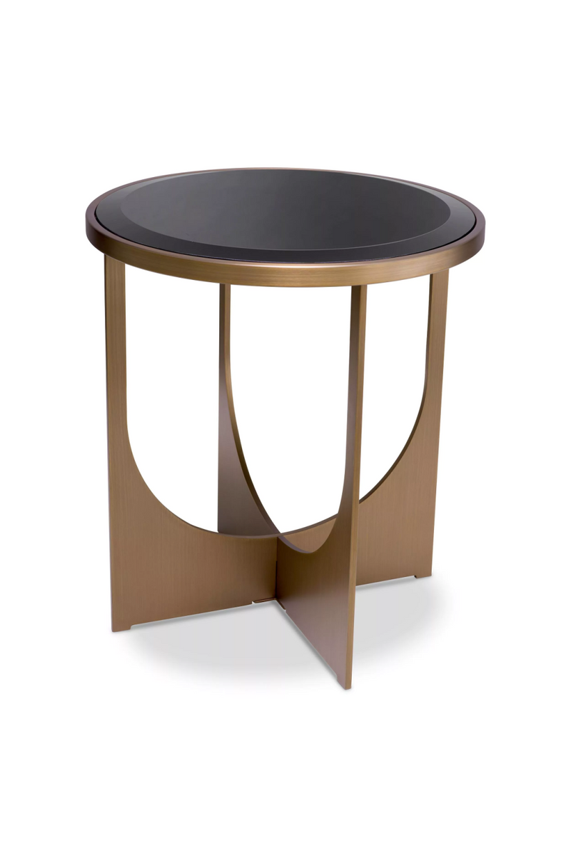 Table d'appoint en laiton brossé et verre noir | Eichholtz Elegance | Meubleluxe.fr