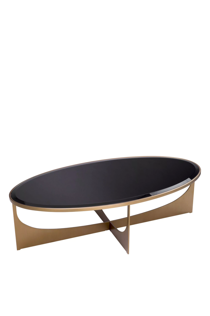 Table basse en laiton brossé et verre noir | Eichholtz Elegance | Meubleluxe.fr