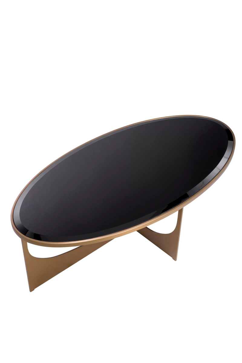 Table basse en laiton brossé et verre noir | Eichholtz Elegance | Meubleluxe.fr