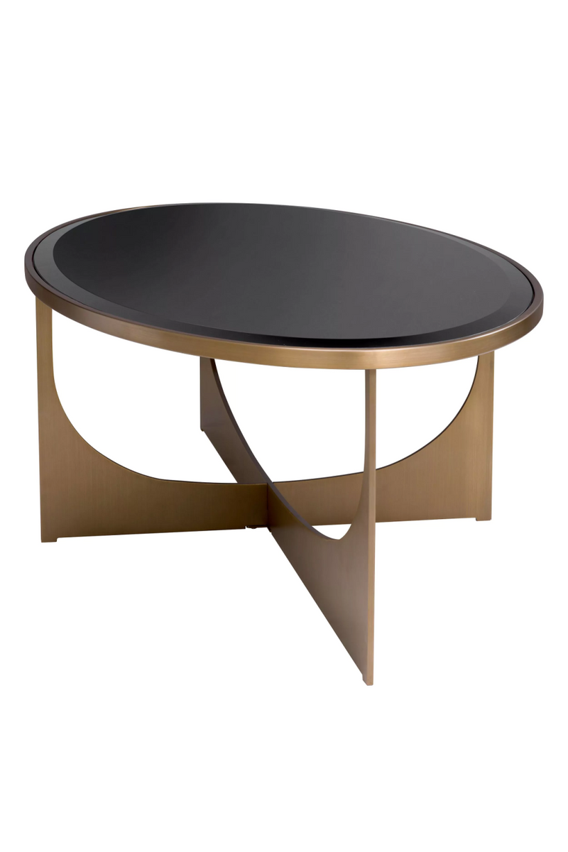 Table basse en laiton brossé et verre noir | Eichholtz Elegance | Meubleluxe.fr