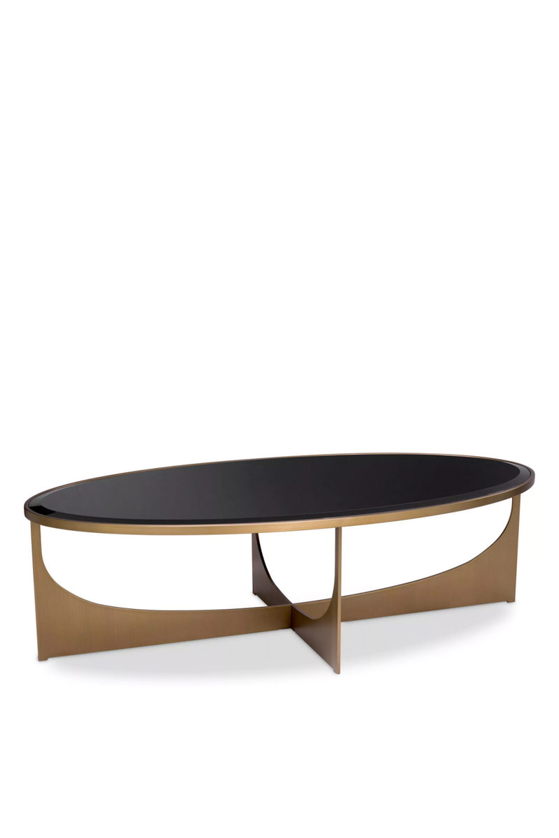 Table basse en laiton brossé et verre noir | Eichholtz Elegance | Meubleluxe.fr