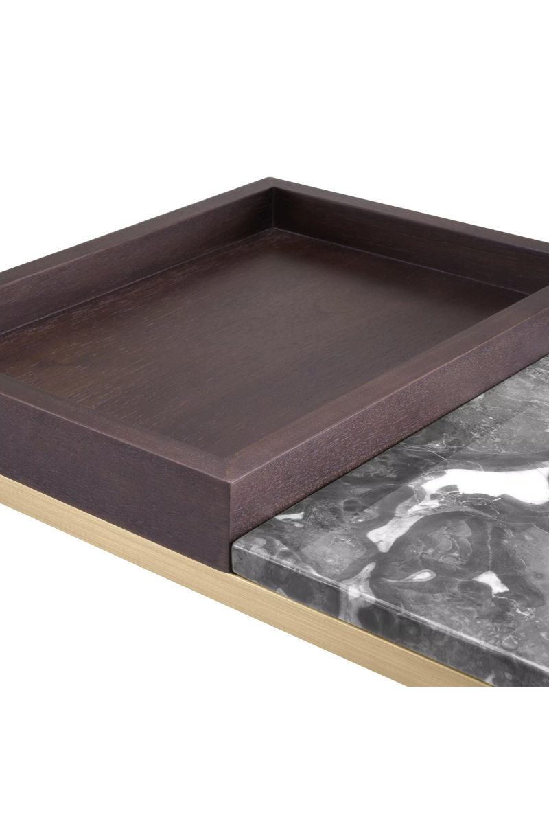 Table d'appoint en laiton brossé et marbre gris | Eichholtz La Forma | Meubleluxe.fr