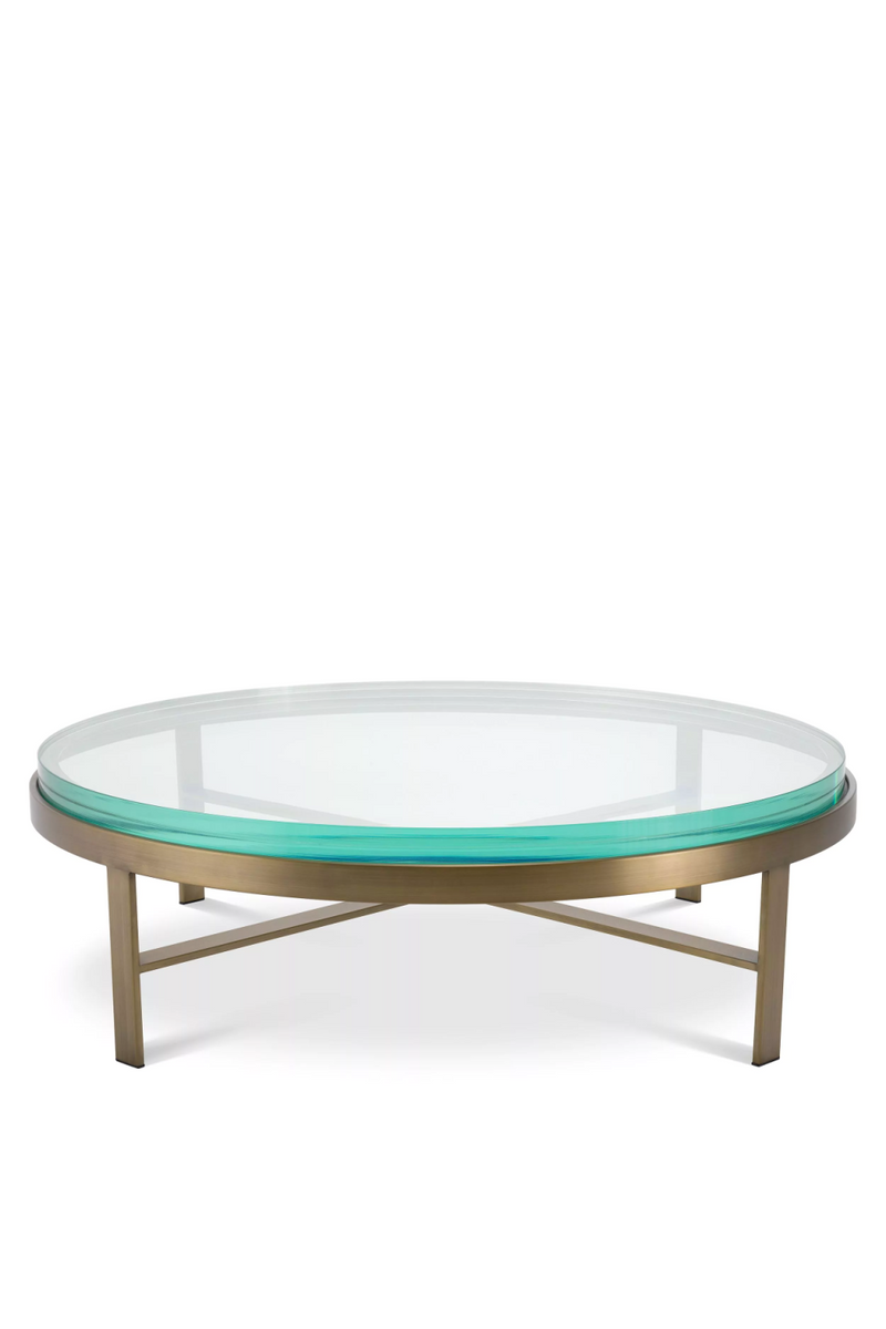 Table basse en verre transparent et laiton brossé | Eichholtz Hoxton | Meubleluxe.fr