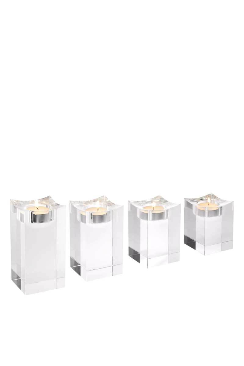 Porte-bougies en cristal (lot de 4) | Eichholtz Giancarlo M | Meubleluxe.fr