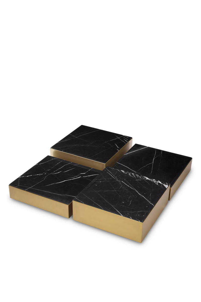 Table basse en laiton brossé et marbre noir (lot de 4) | Eichholtz Esposito | Meubleluxe.fr