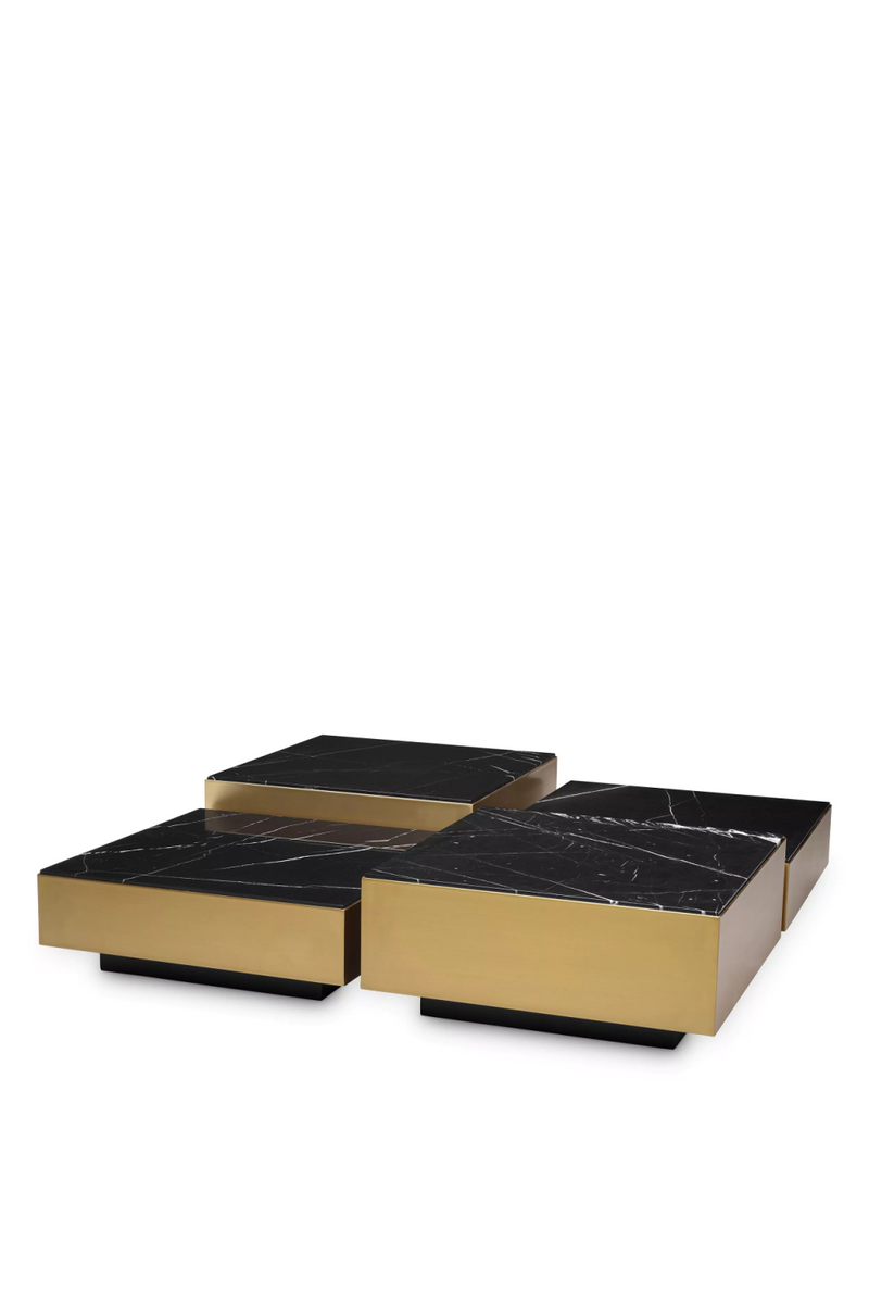 Table basse en laiton brossé et marbre noir (lot de 4) | Eichholtz Esposito | Meubleluxe.fr