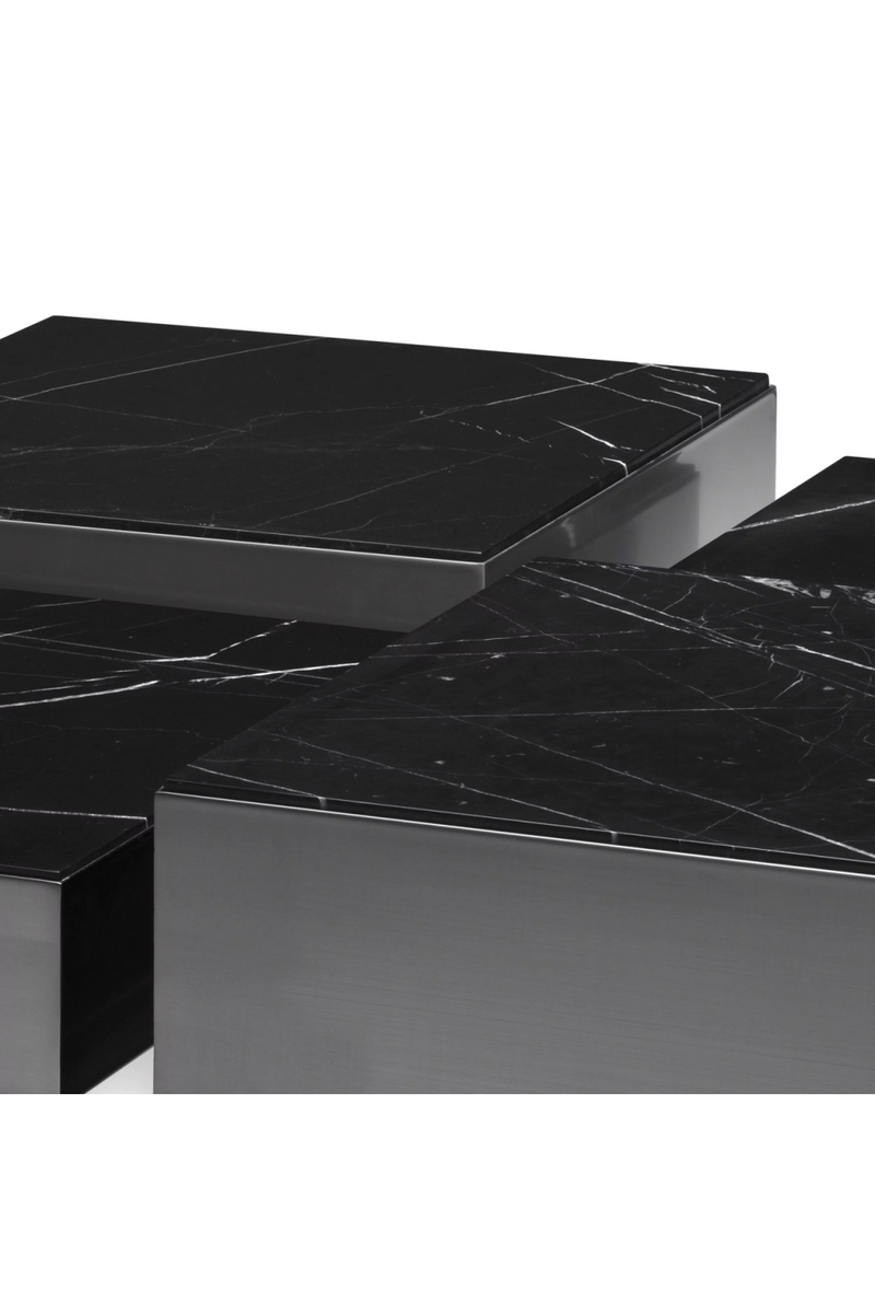 Table basse en marbre noir (lot de 4) | Eichholtz Esposito | Meubleluxe.fr