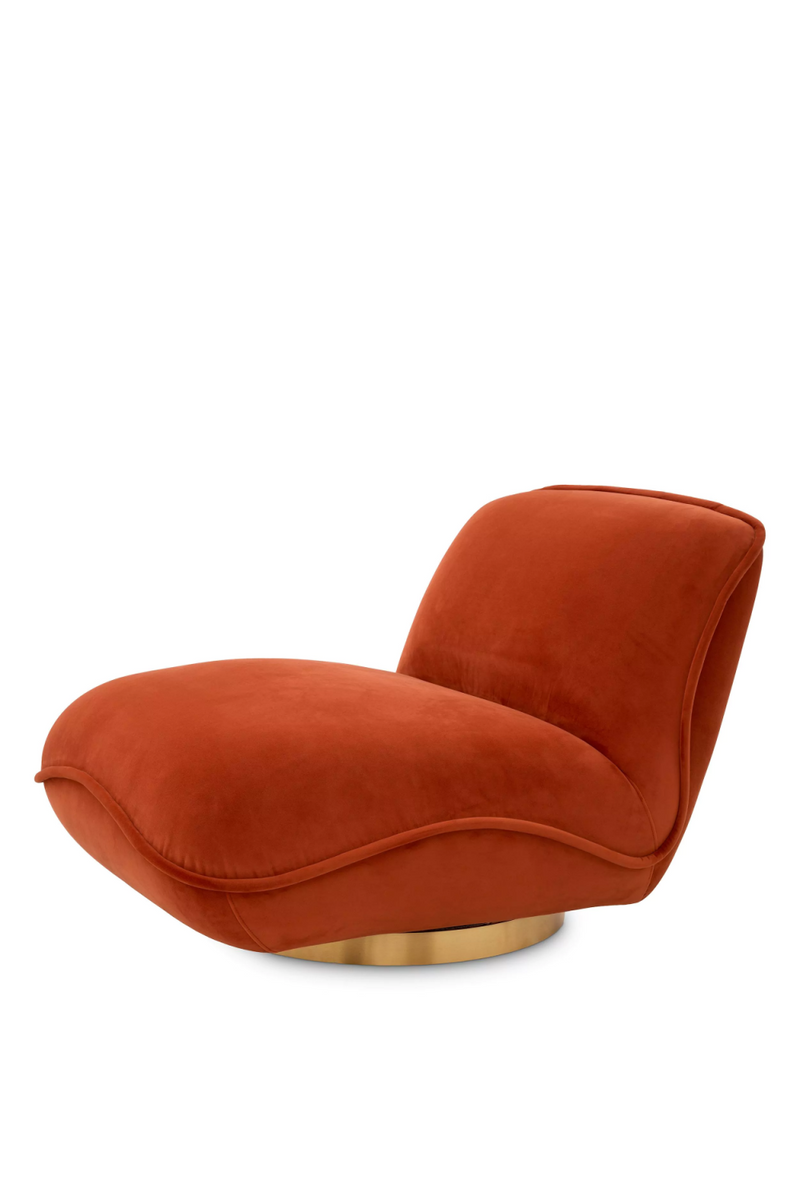 Fauteuil pivotant en velours orange | Eichholtz Relax | Meubleluxe.fr