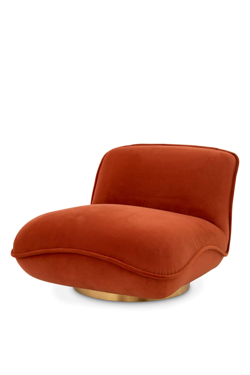 Fauteuil pivotant en velours orange | Eichholtz Relax | Meubleluxe.fr