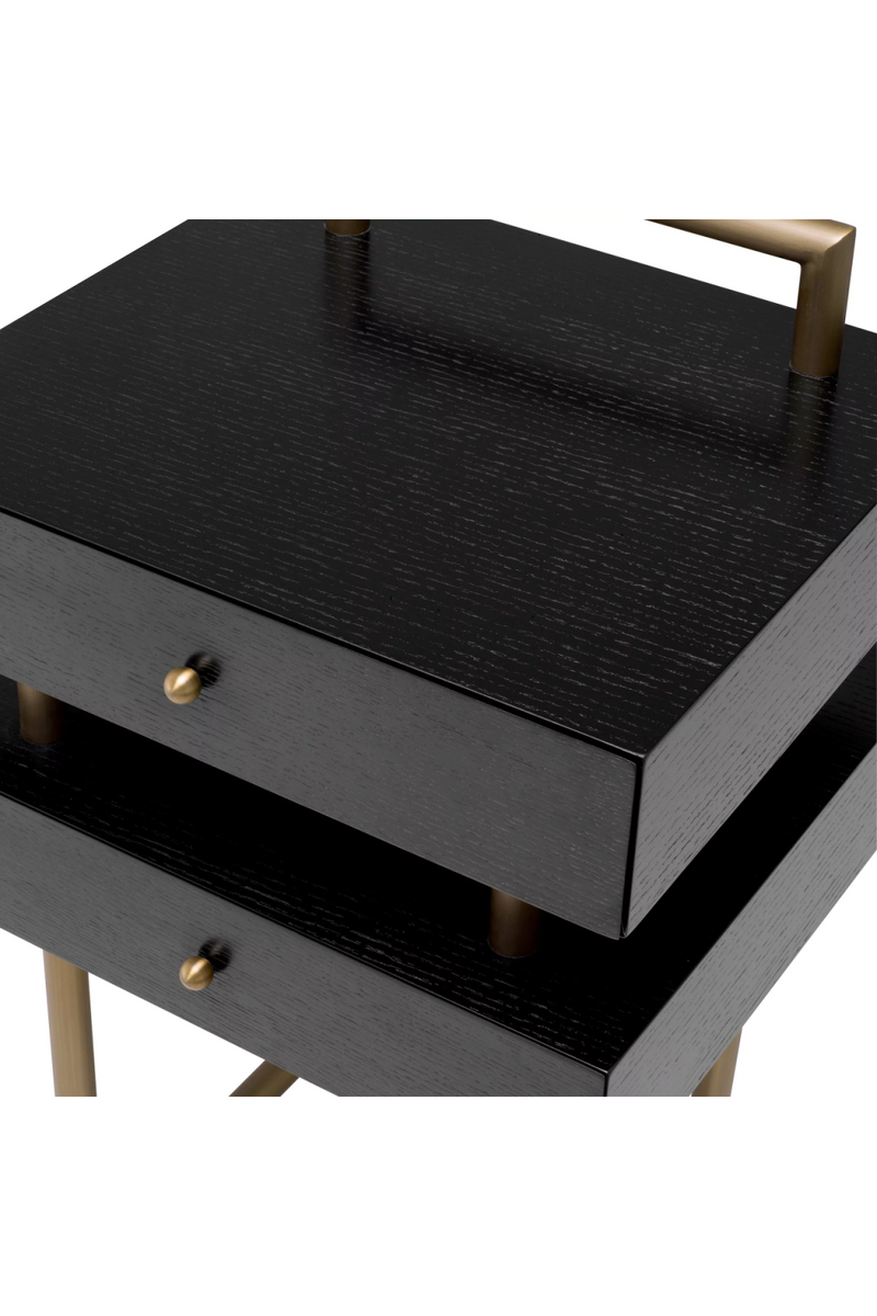 Table d'appoint en laiton brossé et chêne brun | Eichholtz Bedini | Meubleluxe.fr