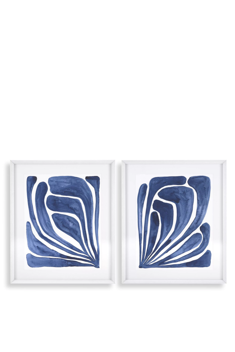 Tableau feuilles bleues (lot de 2) | Eichholtz Leaf | Meubleluxe.fr