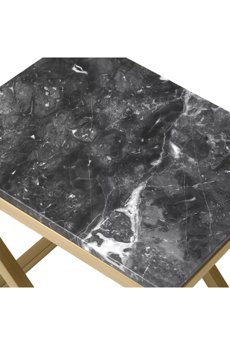 Table d'appoint en laiton brossé et marbre gris | Eichholtz Criss Cross | Meubleluxe.fr