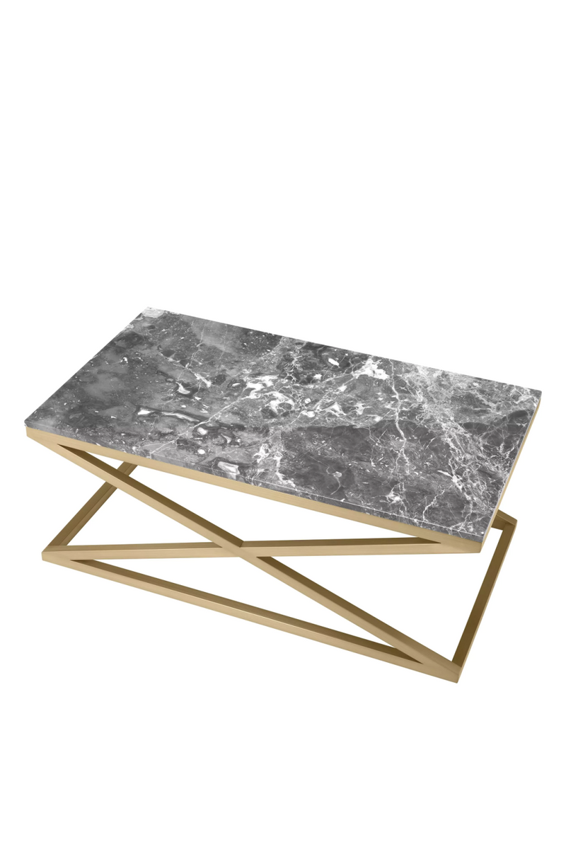 Table basse en laiton brossé et marbre gris | Eichholtz Criss Cross | Meubleluxe.fr