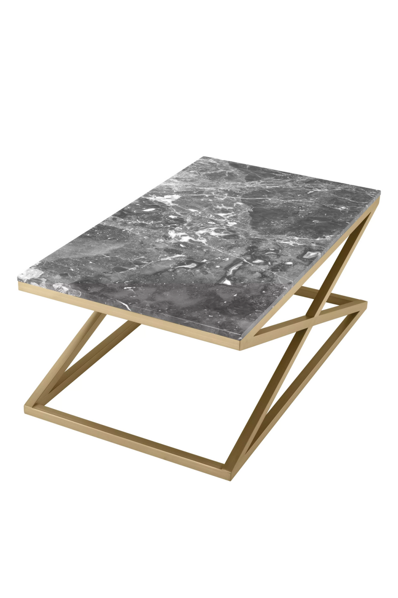 Table basse en laiton brossé et marbre gris | Eichholtz Criss Cross | Meubleluxe.fr