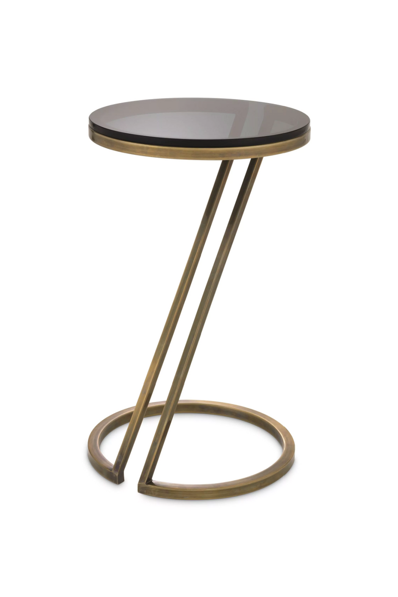 Table d'appoint en laiton vieilli et verre fumé | Eichholtz Falcone | Meubleluxe.fr