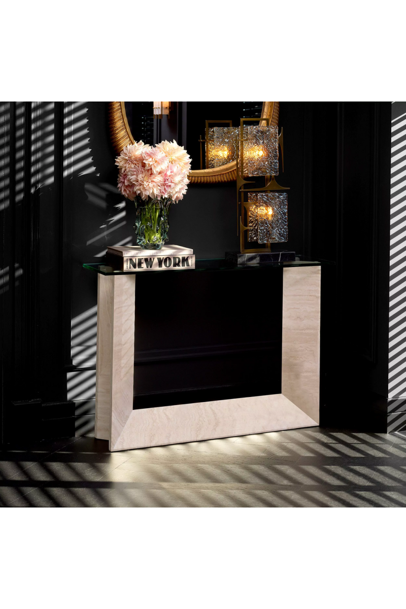 Table d'appoint en travertin | Eichholtz Fortuna | Meubleluxe.fr