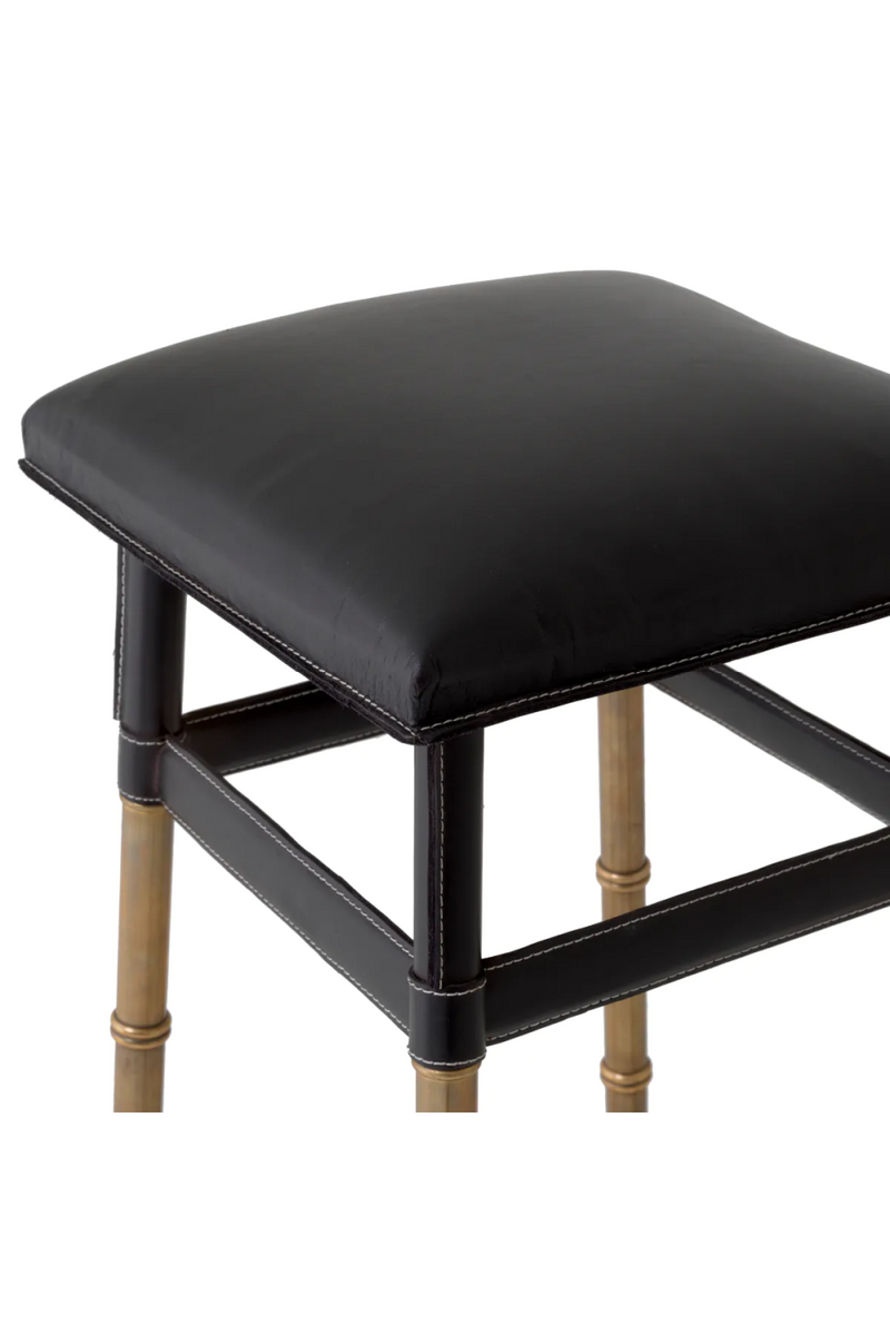 Tabouret de bar en cuir noir | Eichholtz Princess | Meubleluxe.fr