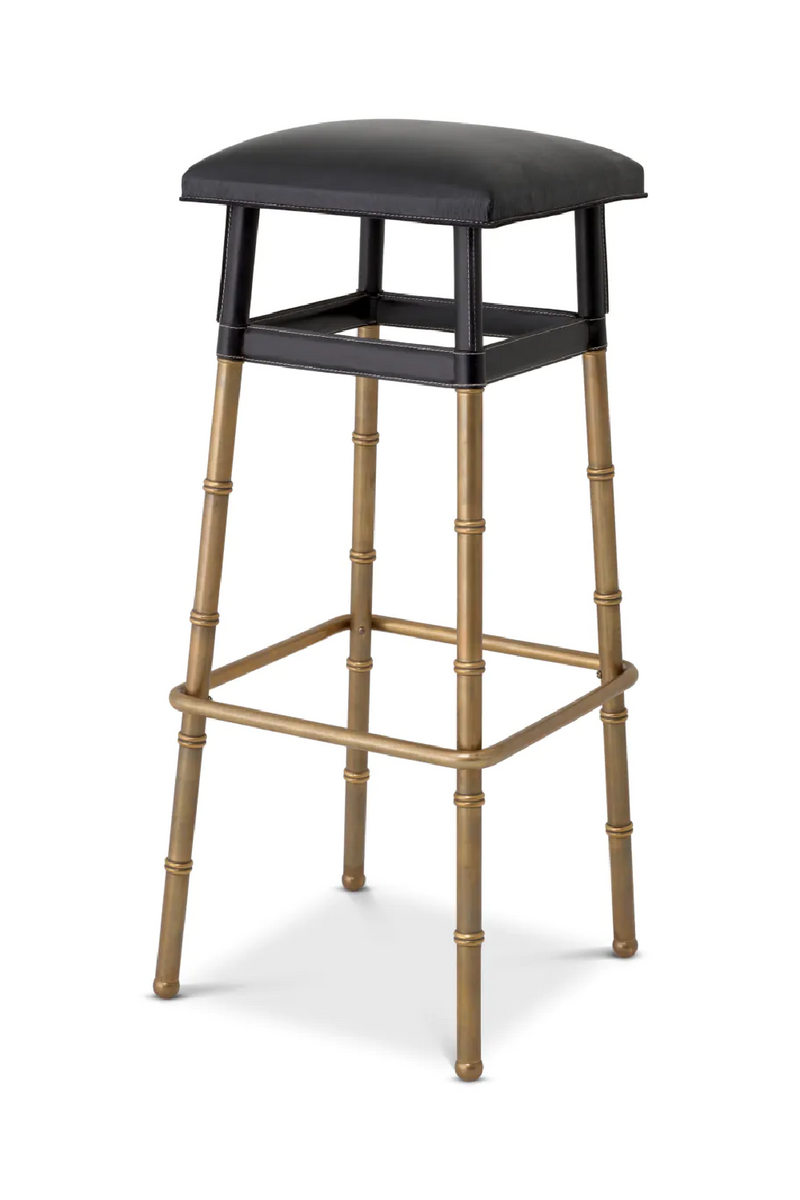 Tabouret de bar en cuir noir | Eichholtz Princess | Meubleluxe.fr