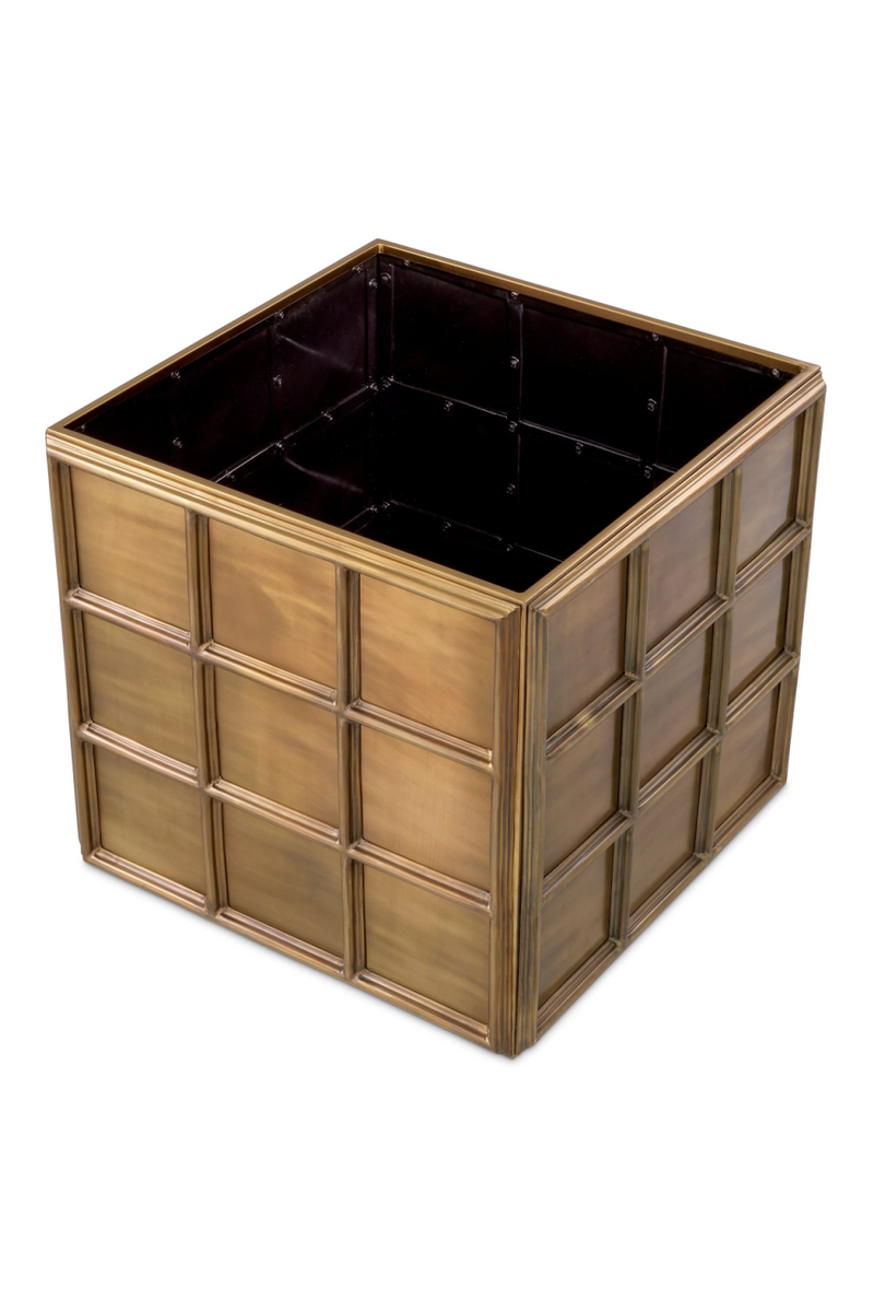 Jardinière carrée en laiton vieilli | Eichholtz Grid M | Meubleluxe.fr