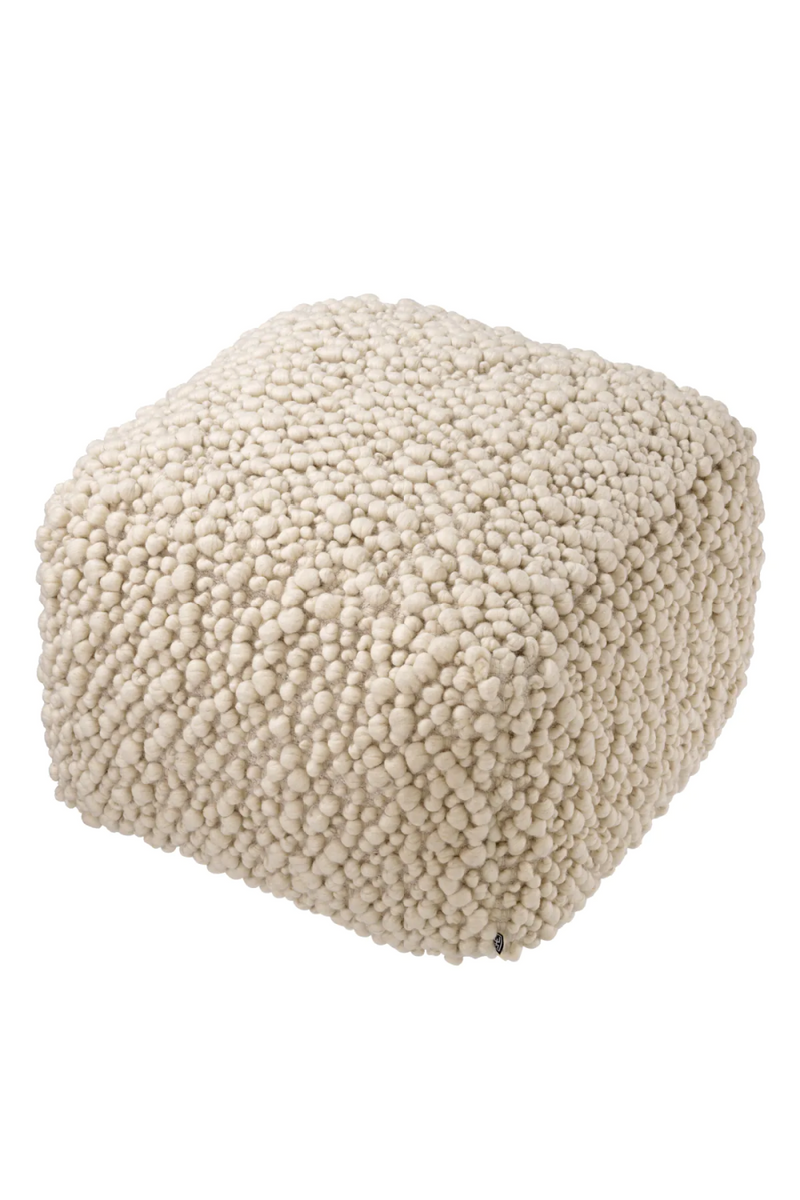 Pouf ivoire en laine | Eichholtz Schillinger | Meubleluxe.fr