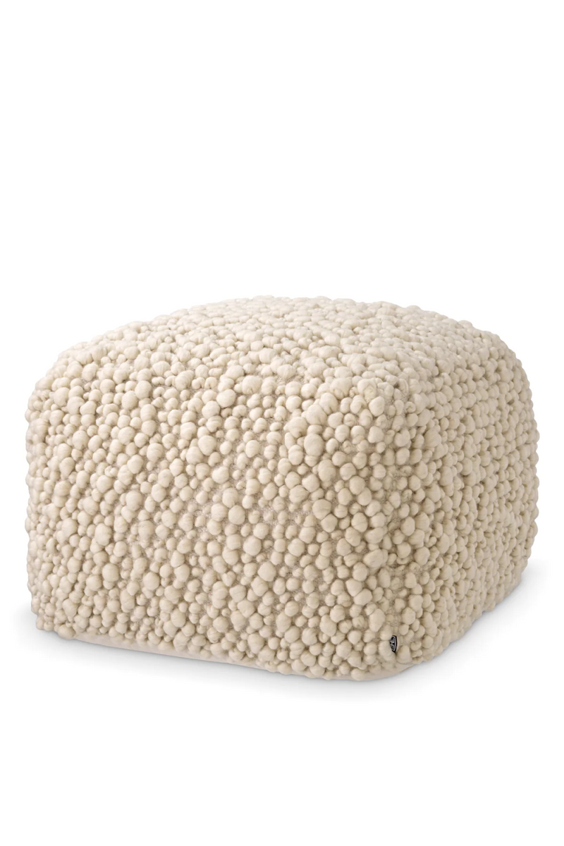 Pouf ivoire en laine | Eichholtz Schillinger | Meubleluxe.fr