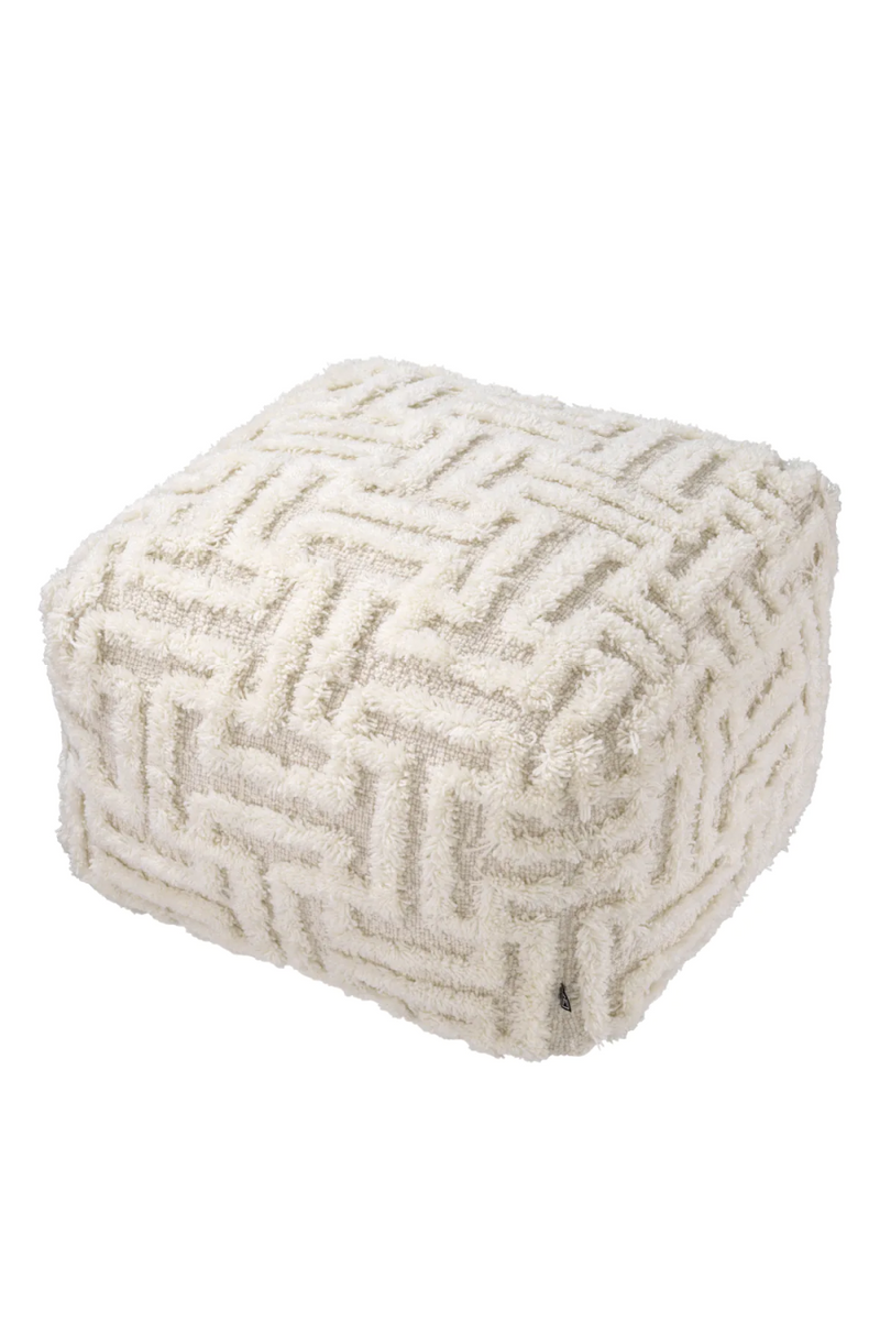 Pouf ivoire en laine | Eichholtz Amphion | Meubleluxe.fr