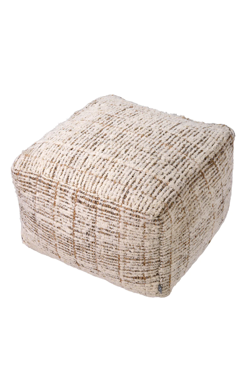 Pouf ivoire en jute et laine | Eichholtz Amon | Meubleluxe.fr