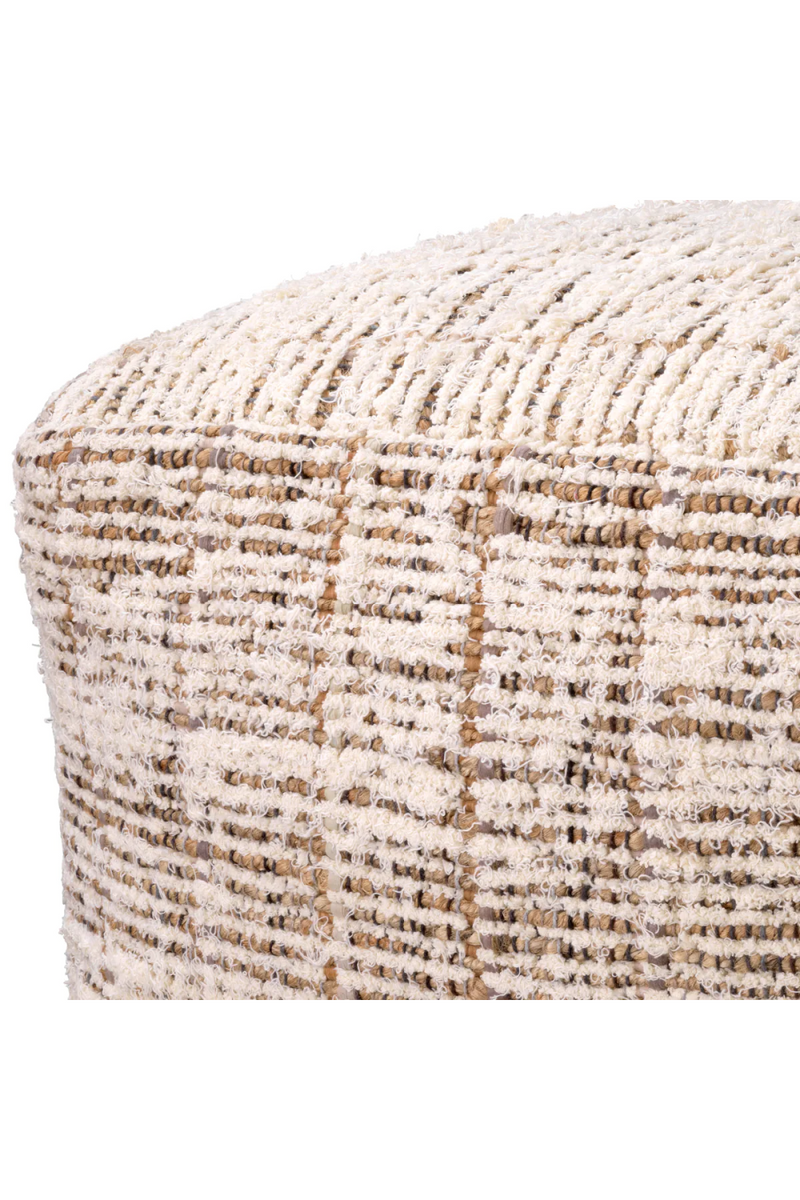 Pouf ivoire en jute et laine | Eichholtz Amon | Meubleluxe.fr