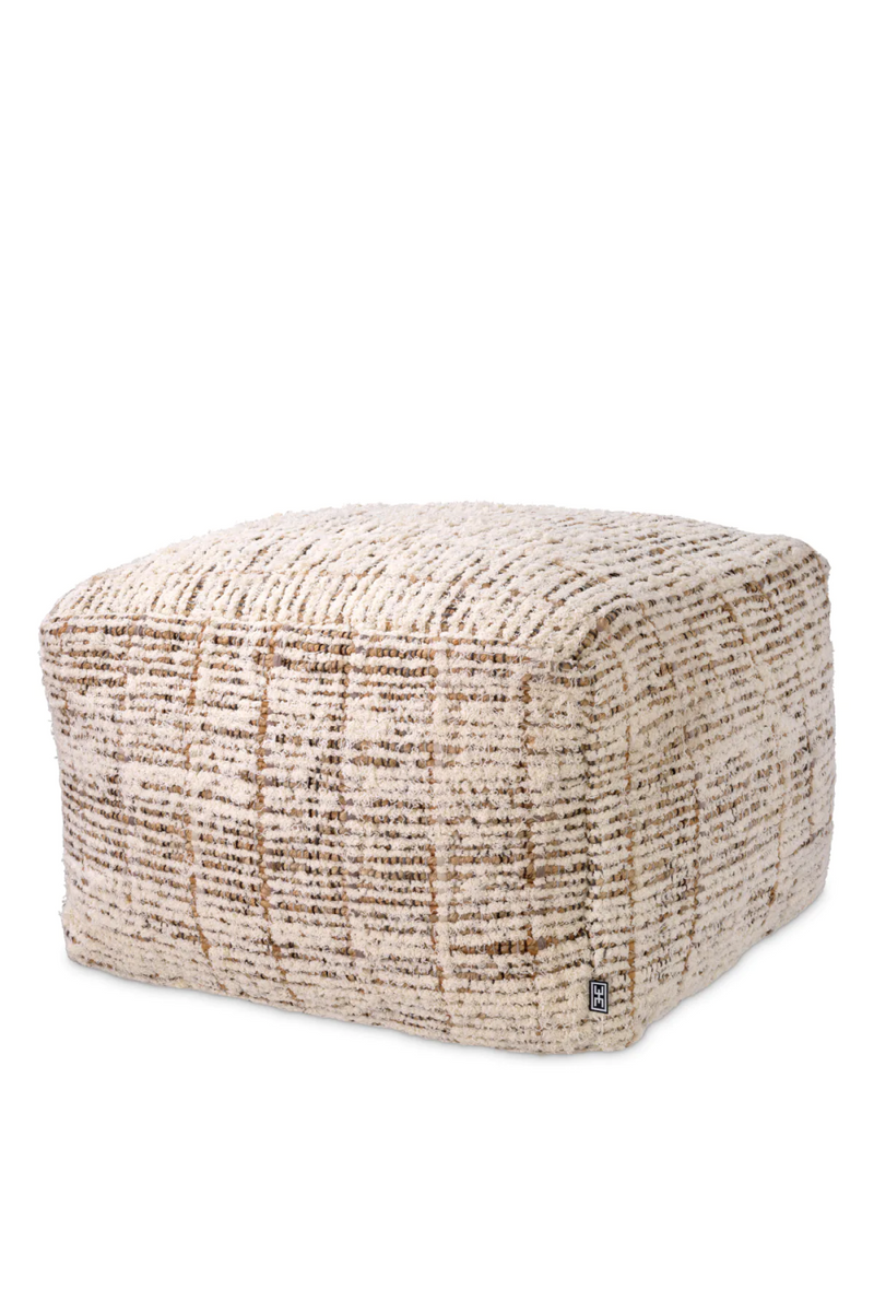 Pouf ivoire en jute et laine | Eichholtz Amon | Meubleluxe.fr