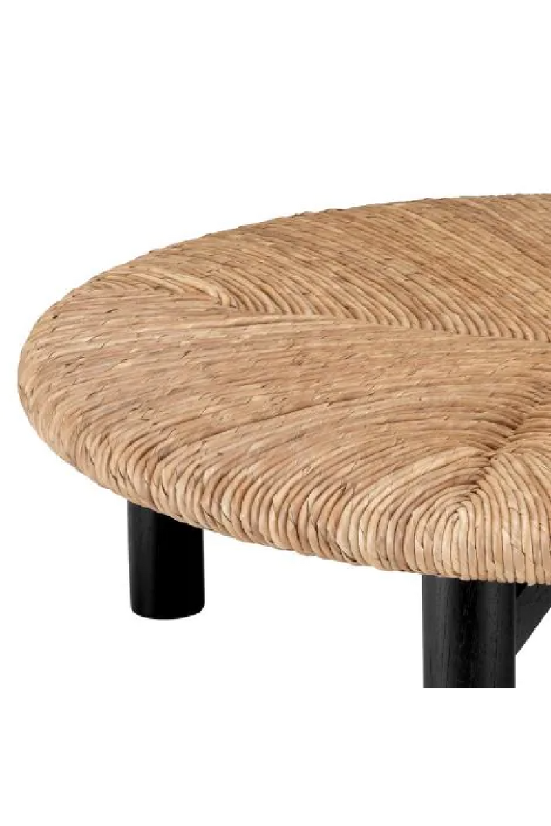 Table basse en bois noir et jonc de mer | Eichholtz Costello | Meubleluxe.fr