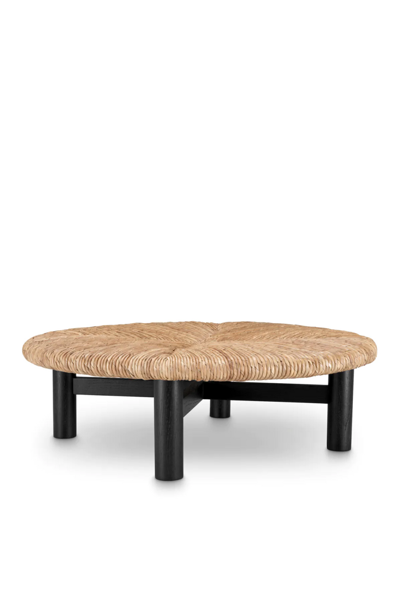 Table basse en bois noir et jonc de mer | Eichholtz Costello | Meubleluxe.fr