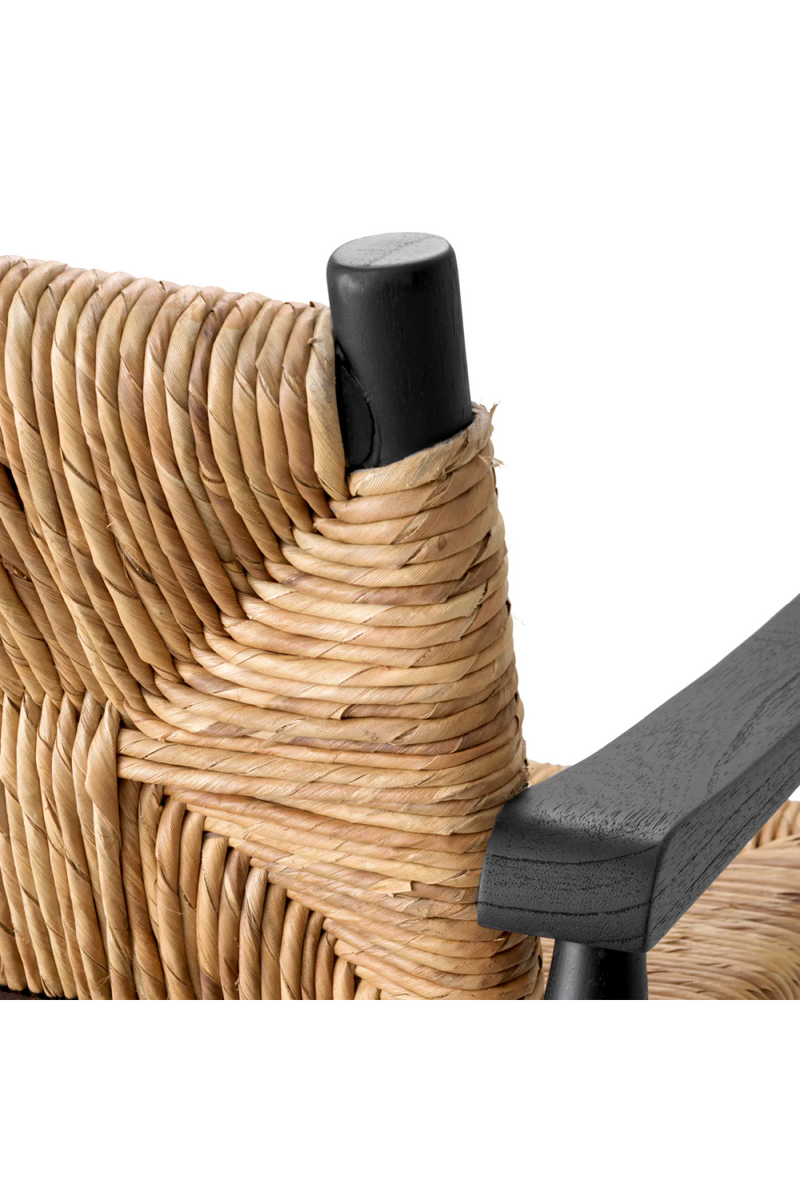 Fauteuil en bois noir et jonc de mer | Eichholtz Elliott | Meubleluxe.fr