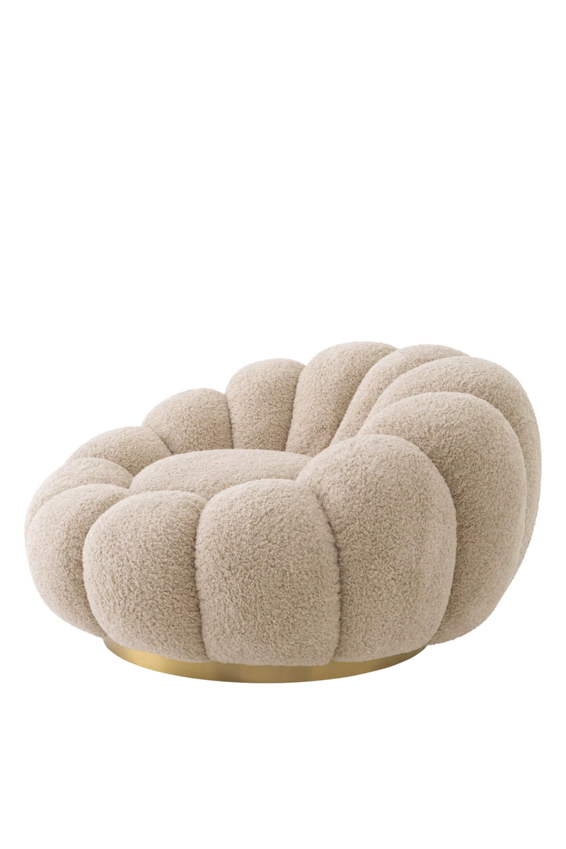 Fauteuil pivotant bouclé sable | Eichholtz Mello | Meubleluxe.fr