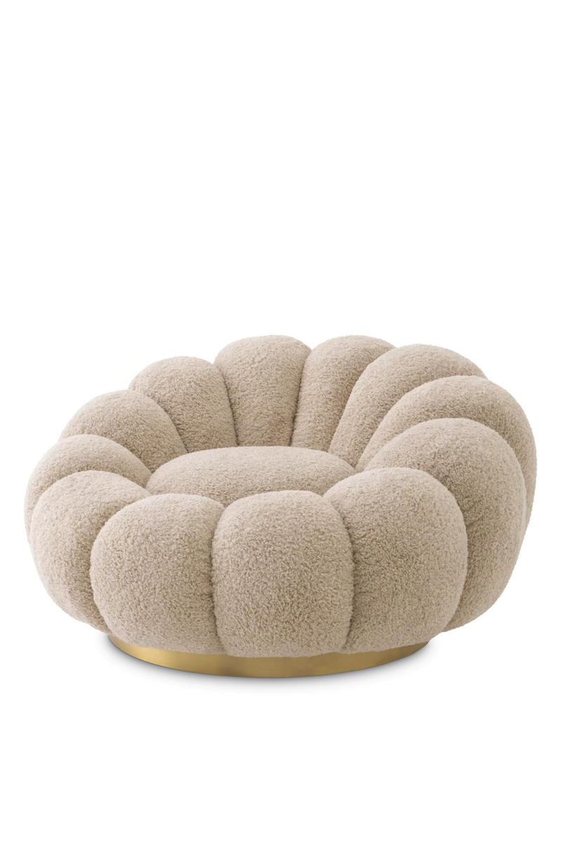 Fauteuil pivotant bouclé sable | Eichholtz Mello | Meubleluxe.fr