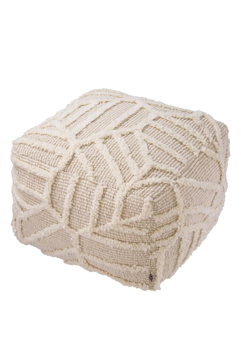 Pouf ivoire en laine | Eichholtz San Juan | Meubleluxe.fr