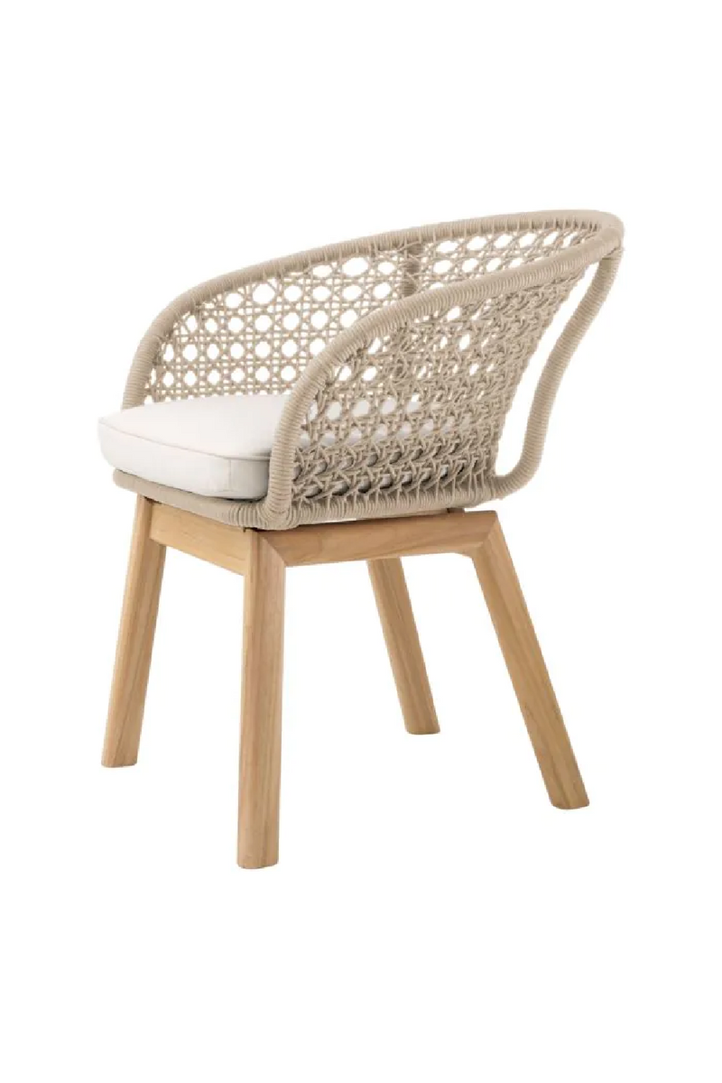 Chaise de salle à manger en teck et corde taupe | Eichholtz Trinity | Meubleluxe.fr