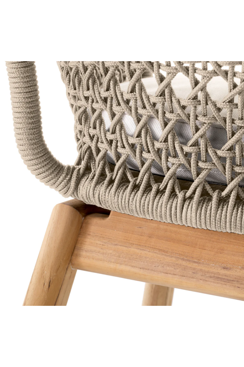 Chaise de salle à manger en teck et corde taupe | Eichholtz Trinity | Meubleluxe.fr