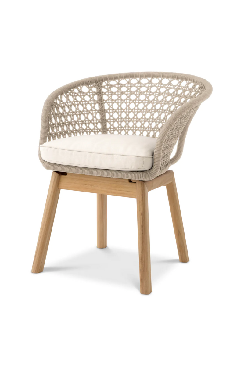 Chaise de salle à manger en teck et corde taupe | Eichholtz Trinity | Meubleluxe.fr