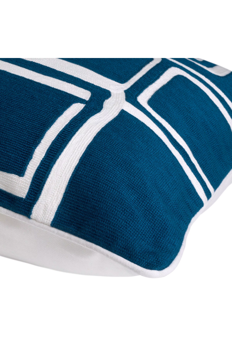 Coussin carré bleu et blanc 100% coton | Eichholtz Ribeira | Meubleluxe.fr