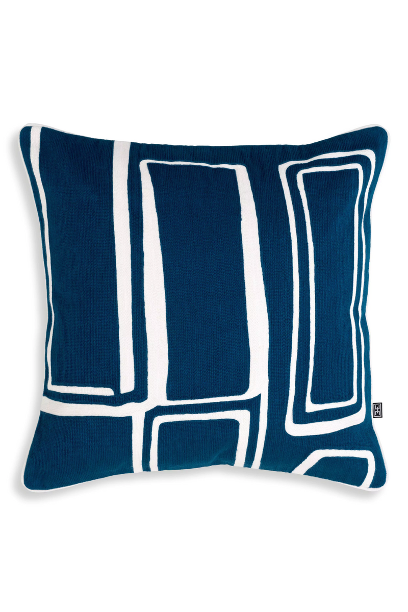 Coussin carré bleu et blanc 100% coton | Eichholtz Ribeira | Meubleluxe.fr