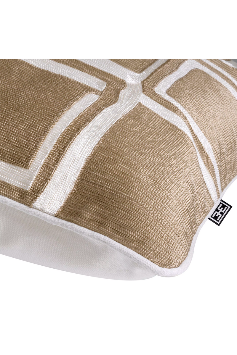 Coussin carré beige et blanc 100% coton | Eichholtz Ribeira | Meubleluxe.fr