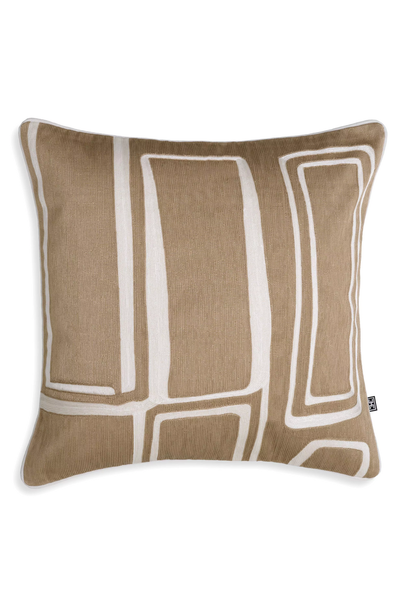 Coussin carré beige et blanc 100% coton | Eichholtz Ribeira | Meubleluxe.fr