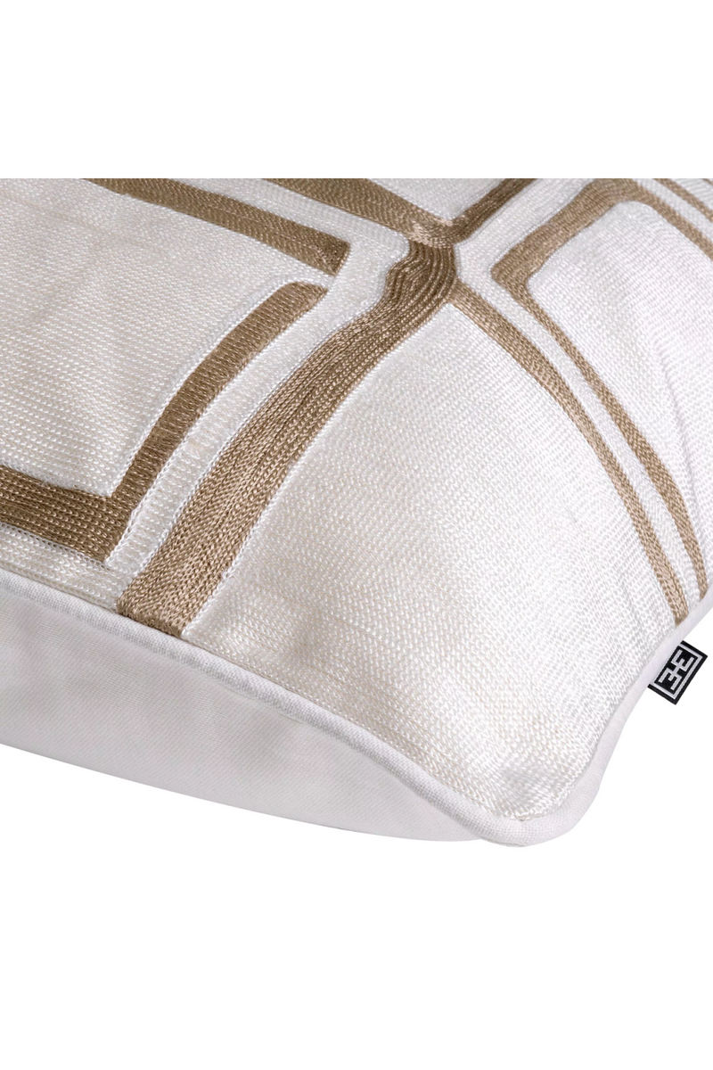 Coussin carré blanc et beige 100% coton | Eichholtz Ribeira | Meubleluxe.fr